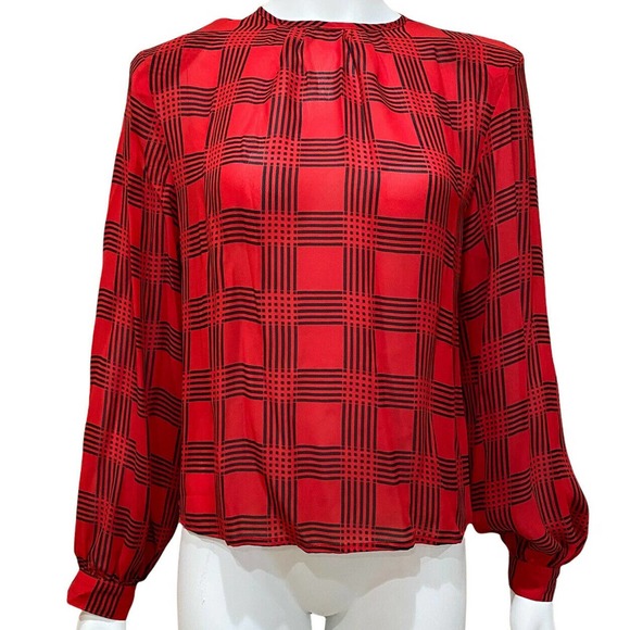 Vintage Red Black Blouse - Picture 1 of 7